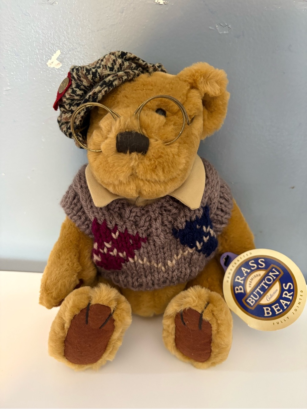 Plush Teddy in Tan with Knit Sweater